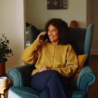 A person talking on the phone